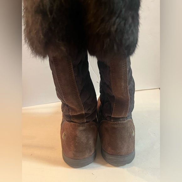COACH Talen Genuine Rabbit Fur Cuff Quilted Boots Women's Size 6 M Brown - Picture 10 of 12